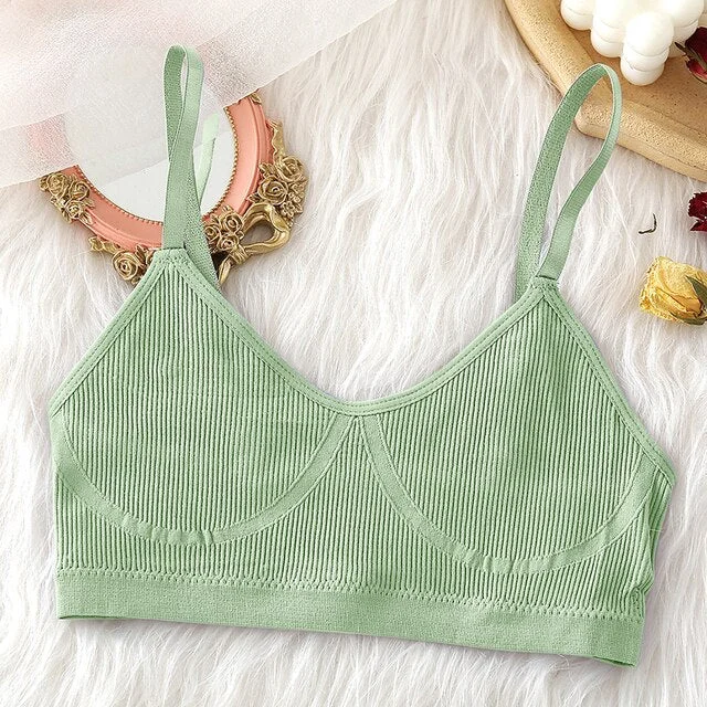 Women Sexy Underwear Seamless Bra Set High Waist Panties Female Bralette Lingerie Fitness Crop Top Simple Active Girls Sport Bra