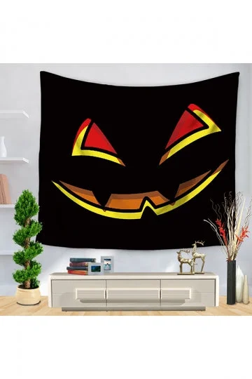 Pumpkin Pattern Home Decor Halloween Wall Tapestry Black-elleschic