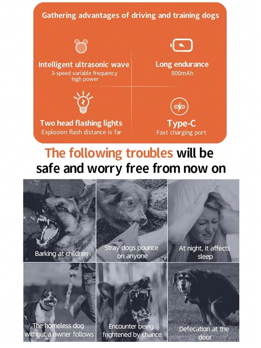 Ultrasonic Dog Bark Deterrent Device &ndash; Humane & Effective Dog Repeller