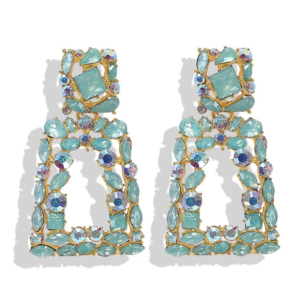 Dvacaman New Designs Crystal Square Drop Earrings for Women 2019 Fashion Rhinestone Statement Earrings Dangle Wedding Jewelry