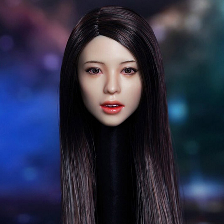 Super Duck Asian 1/6 Scale Female Head Sculpt SDH023A(Black Long Hair)