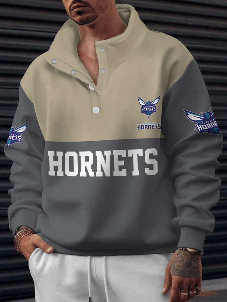 Charlotte Hornets 2025 New Design Casual Snap Mockneck Pullover