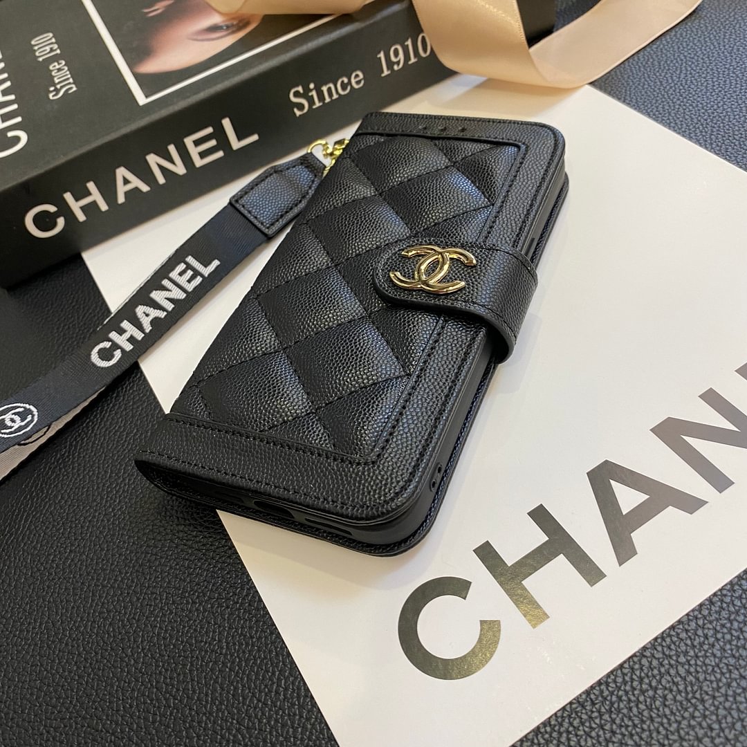 Chanel Genuine Leather Wallet Leather Crossbody Bag Apple iPhone Case
