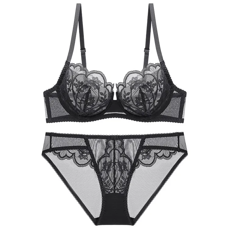 Churchf Lingerie Suit Female Summer Sexy Bra Pure Lust Lace Thin Bra Small Comfortable Breathable Large Size Bra
