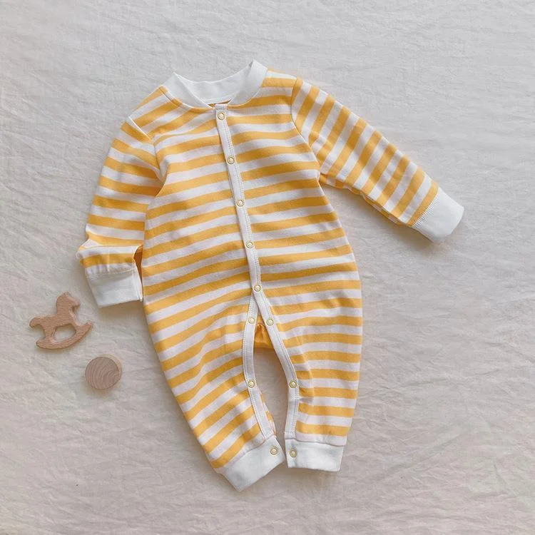 Baby Boy/Girl Bear Print Stripe Long Sleeve Romper