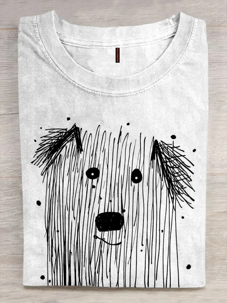 Cute Dog Doodle Art Vintage Cozy T Shirt