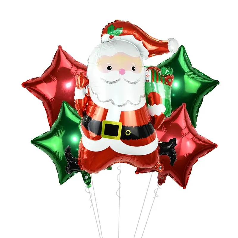 5Pcs/set Cartoon Santa Claus Snowman Foil Balloons Christmas Party Decorations Party Balloons Inflatable Helium Balloon Kids Toy