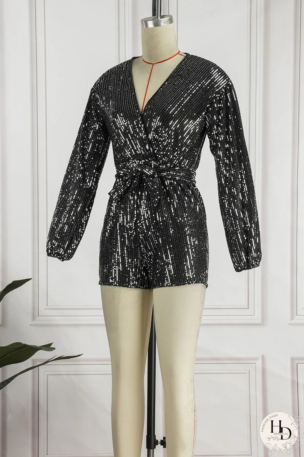 Silver White Casual Patchwork Sequins Frenulum V Neck Regular Romper