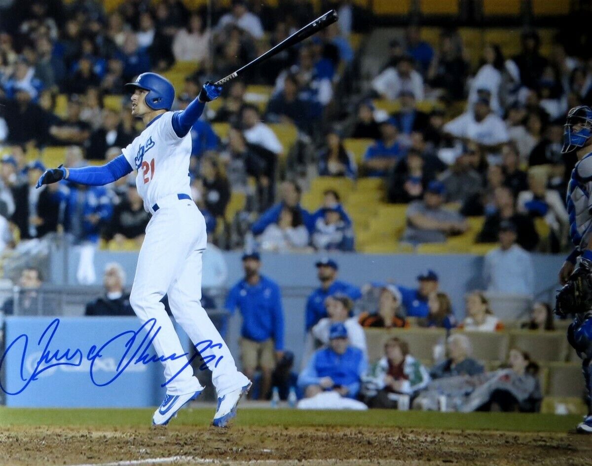 Trayce Thompson Signed Autographed 16X20 Photo Poster painting LA Dodgers Home Run Pose w/COA