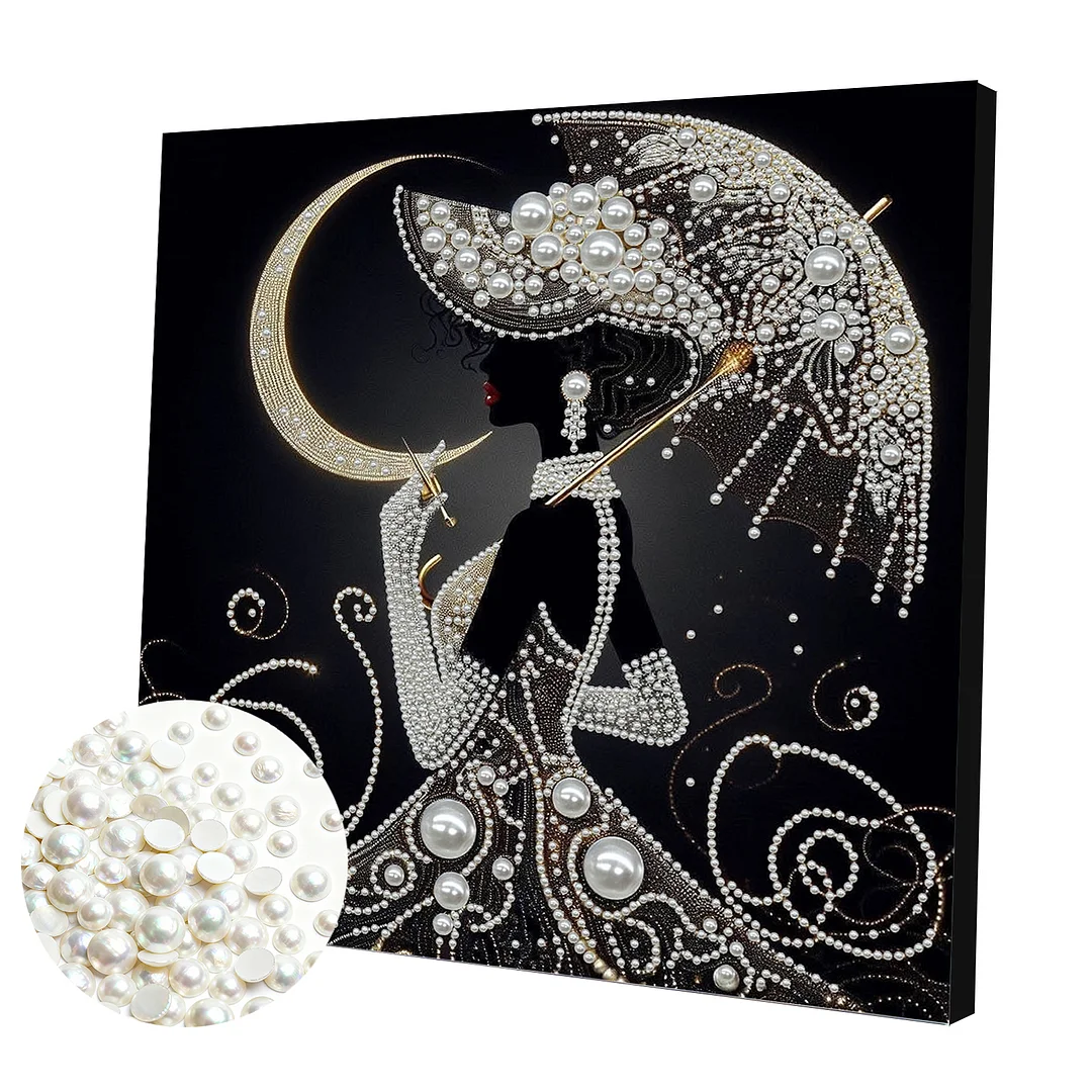 Elegant Lady - DIY Pearl Diamond Art Kit With Frame 30*30cm