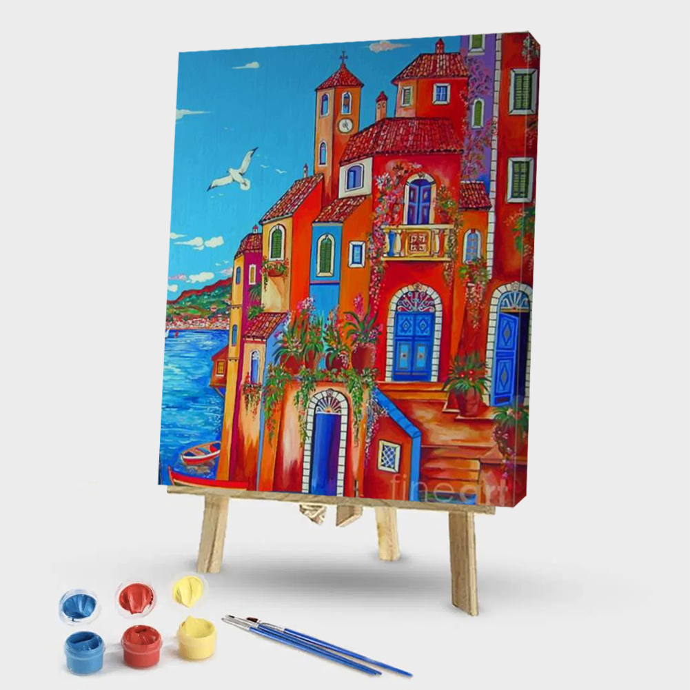 

40*50CM - Paint By Numbers - Seaside Villa, 501 Original