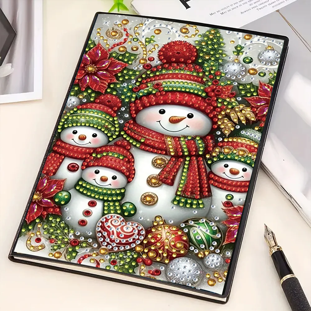 50-Page A5 Snowman Diamond Painting Notebook for Adult Holiday Birthday Gift