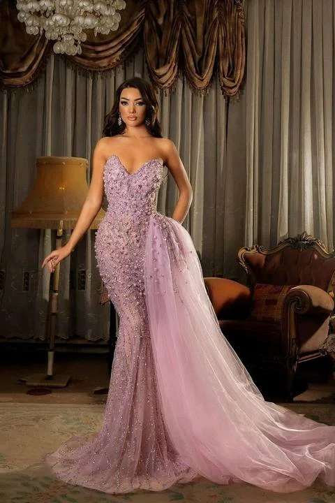 Daisda Gorgeous Strapless Sleeveless Prom Dress with Beadings
