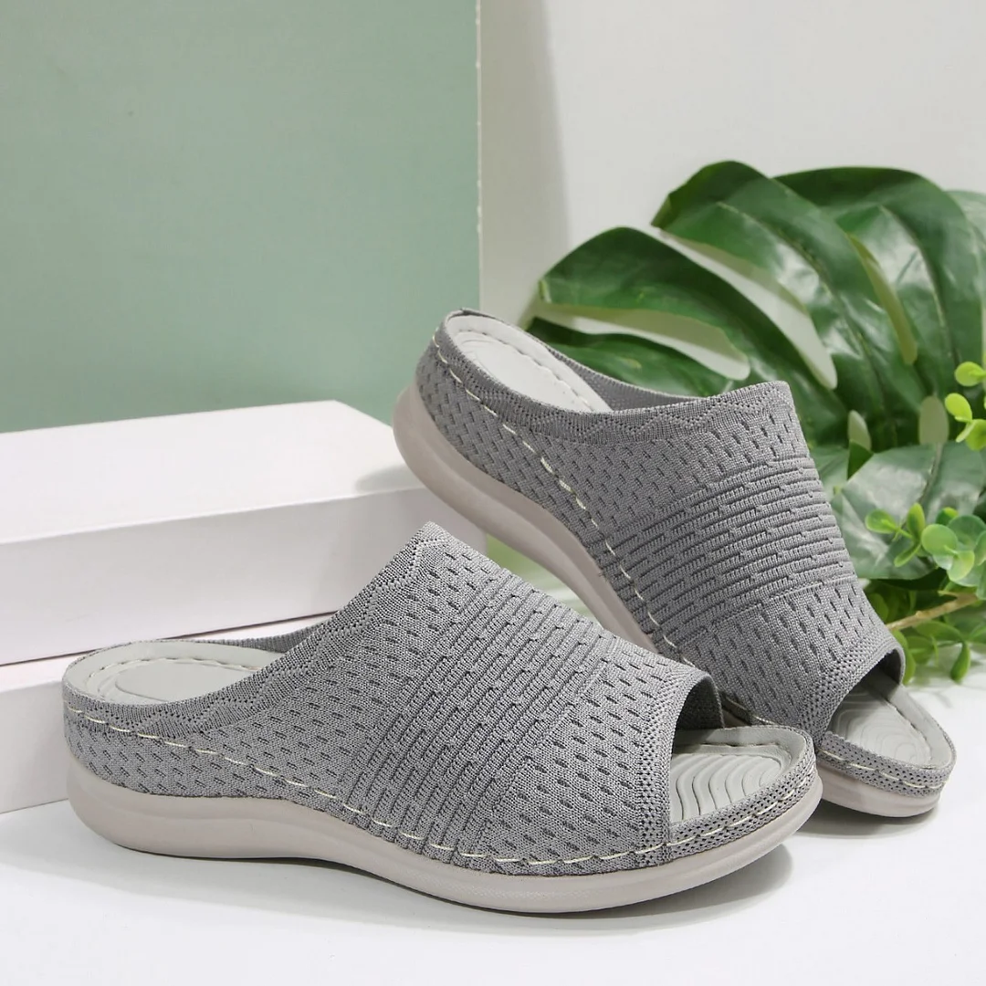 Yyvonne New Slope And Casual Round Head Composite Flying Woven Cool Slippers Type Sandals Women Spring