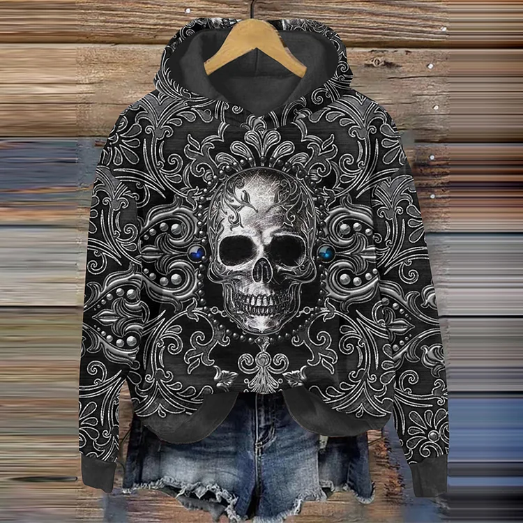 Vintage Skull Art Casual Hoodie