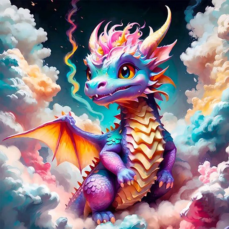 Colorful Dragon In The Mist 30*30CM (Canvas) Full Round Drill Diamond Painting gbfke