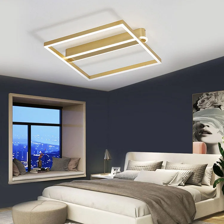 Square Double Frame Metal Aluminum Creative LED Nordic Ceiling Light Fixture - Appledas
