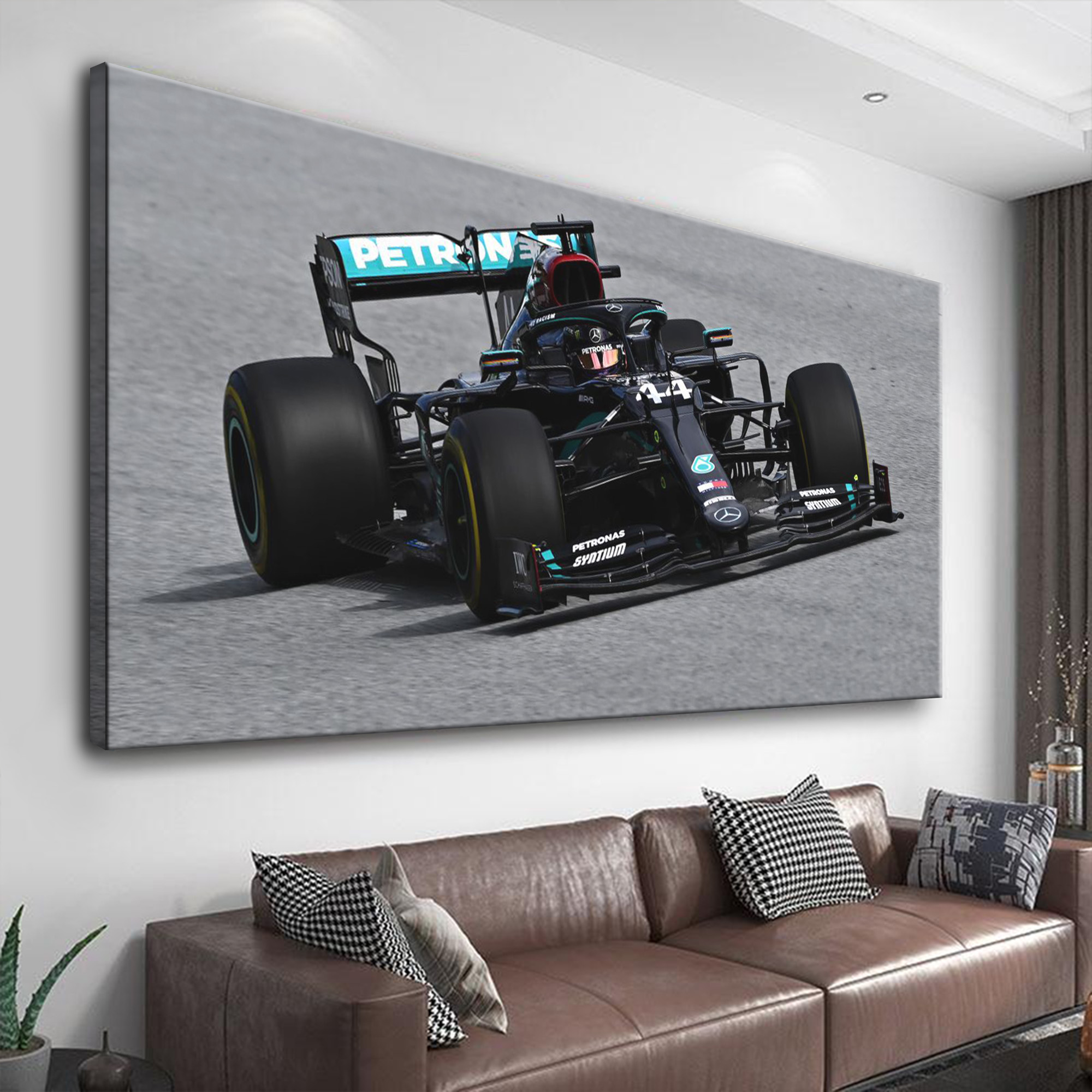 Lewis Hamilton Black Mercedes F1 Car Canvas Wall Art 