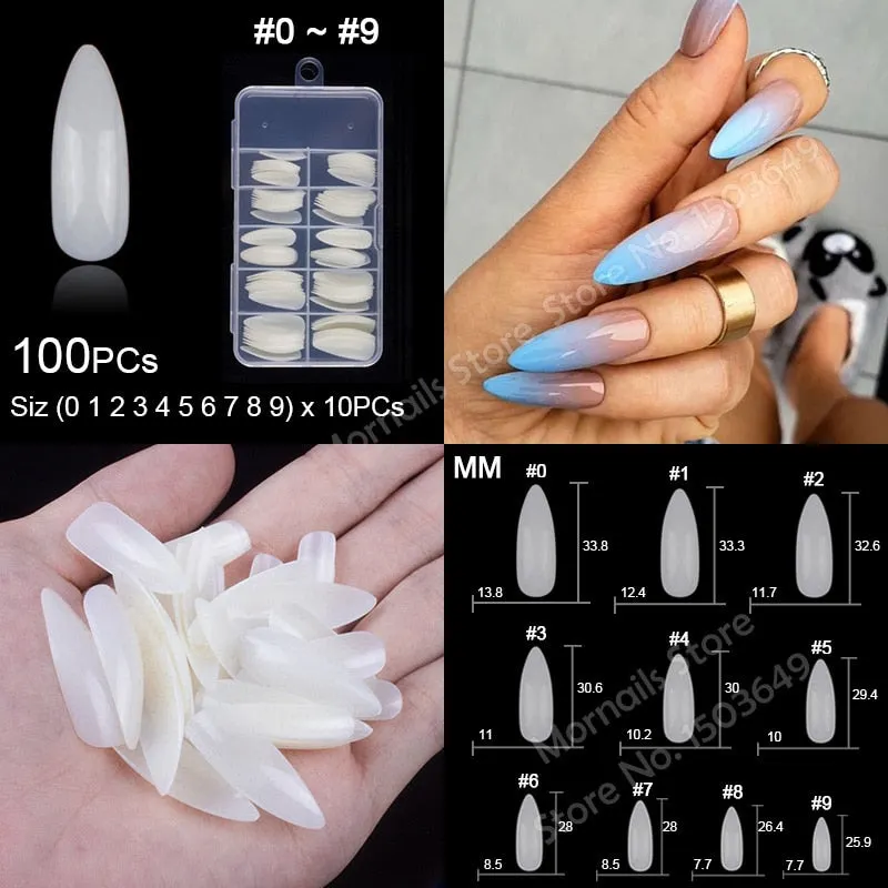 100Pcs/box Nail Tips Short Full Cover Coffin Ballerina False Nails Ballet Shape Acrylic Fake Nails Press On Nails Salon Tools-Nail Inspo