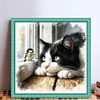 (US Only)Full Embroidery cotton Thread 11CT Printed Cat Cross Stitch Kit Art 40x40cm
