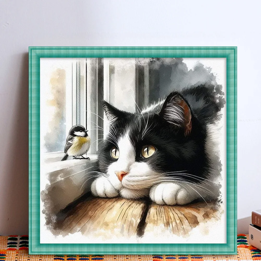 11CT Full Stamped Cross Stitch - Cat And Bird (40*40cm)
