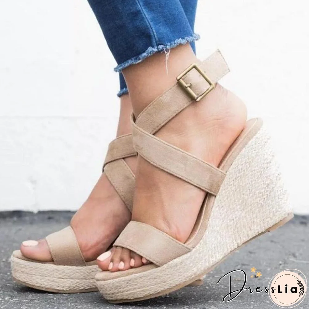 Woman Wedge Sandals  Summer Pumps Cross-tied High Heels Platform Shoes