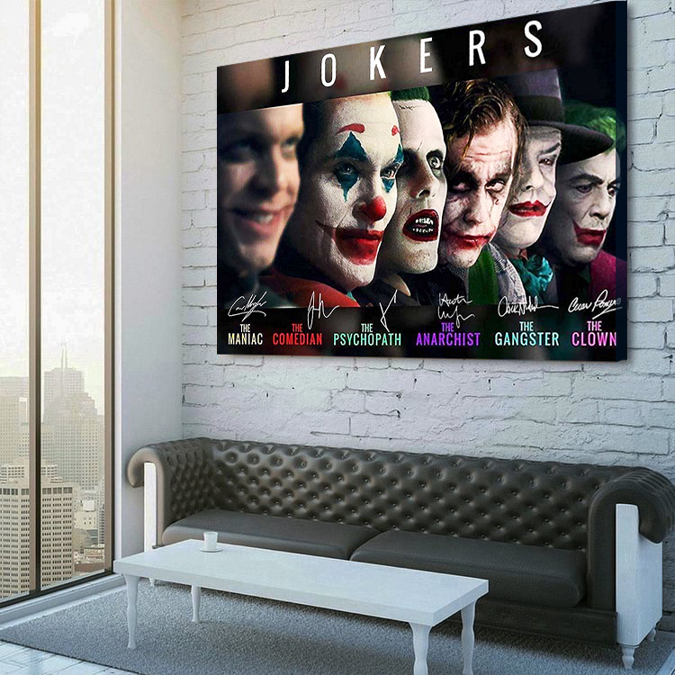 All Of Jokers The Maniac-The Comedian-Psychopath-Anarchist-Gangster Canvas Wall Art - Design Wall Art