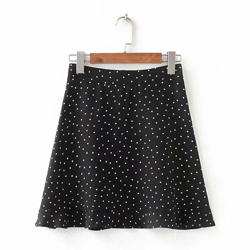 Women Dots Mini Skirt Green White Saia High Waistline Faldas sexy Skirts 2020 Summer