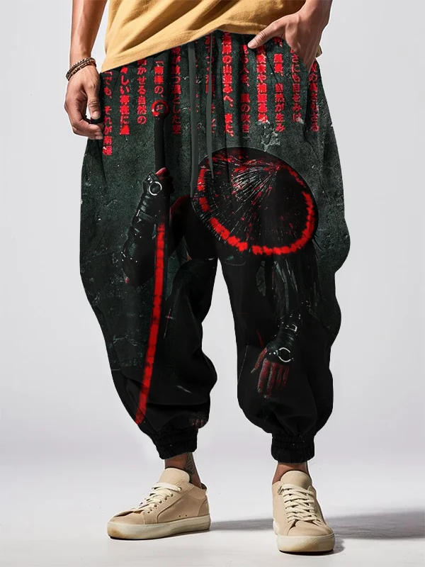 Men's The Last Samurai Japanese Art Printed Loose Drawstring Waist Sweatpants