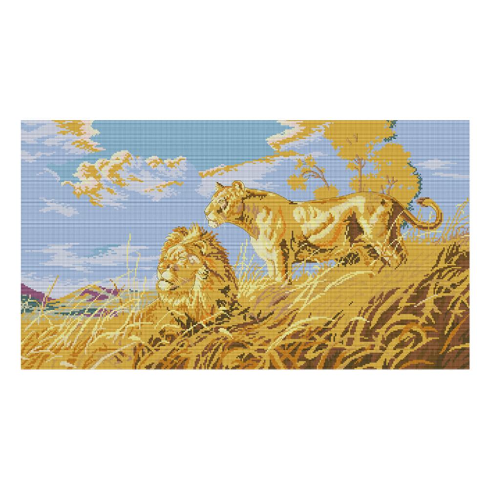 

African Lion - 11CT Stamped Cross Stitch - 85*50cm, 501 Original