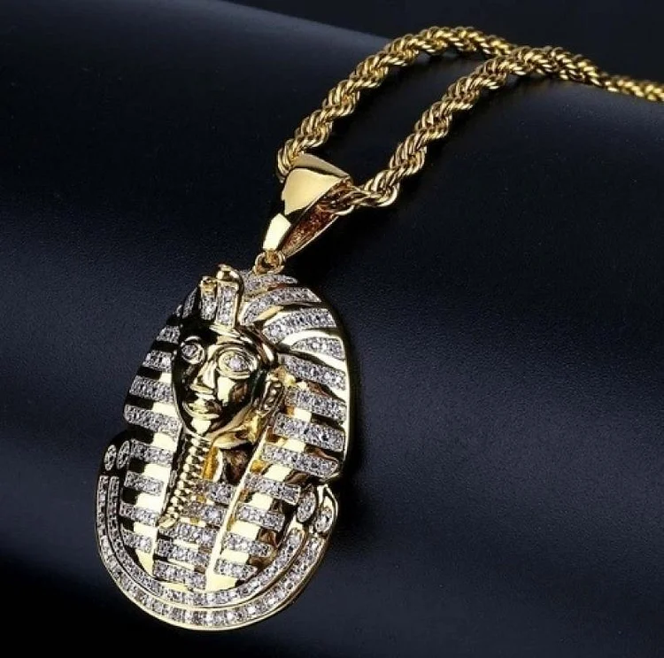 Egyptian Pharaoh Snake Iced Out Pendant Necklaces Men Jewelry