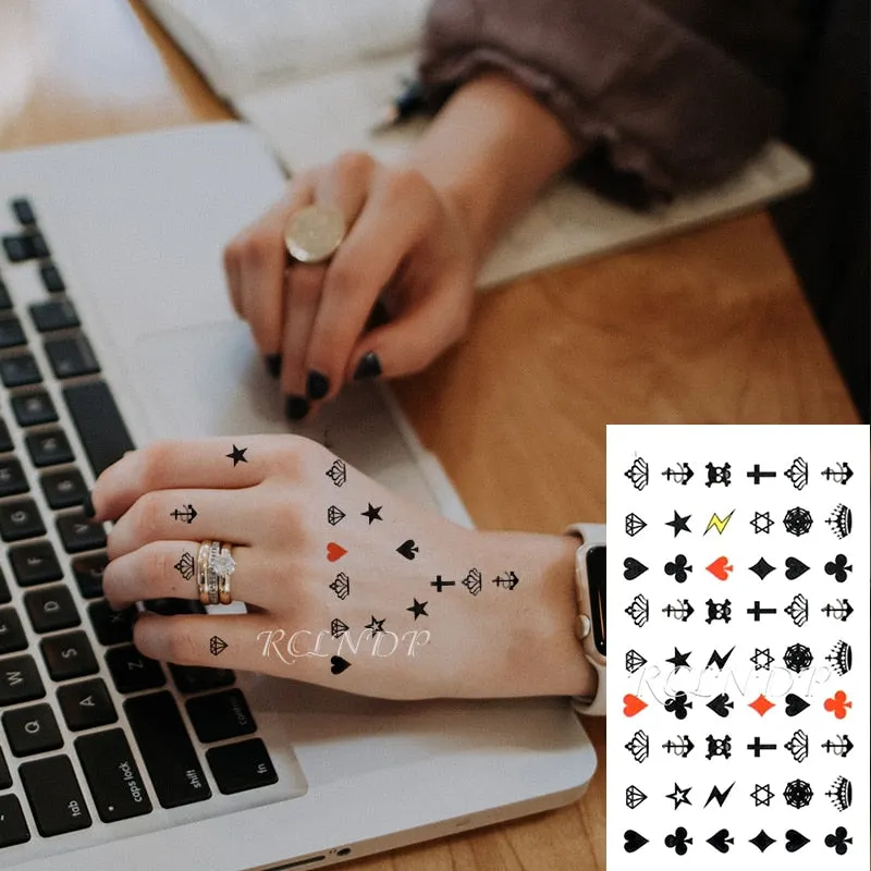 Waterproof Temporary Tattoo Sticker Black Devil Doesn't Sleep English Letters Flash Tatoo Fake Tatto Neck Wrist For Woman Men