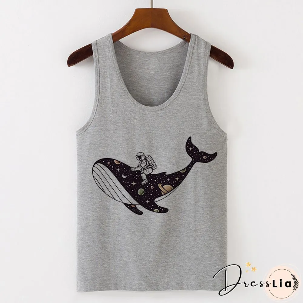 Womens Sexy Vest Tank Tops T-Shirt Summer Camisole Universe Print Fashion Streetwear