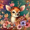 Diamond Painting-DIY Full Round Drill Autumn Elk（40*40CM）