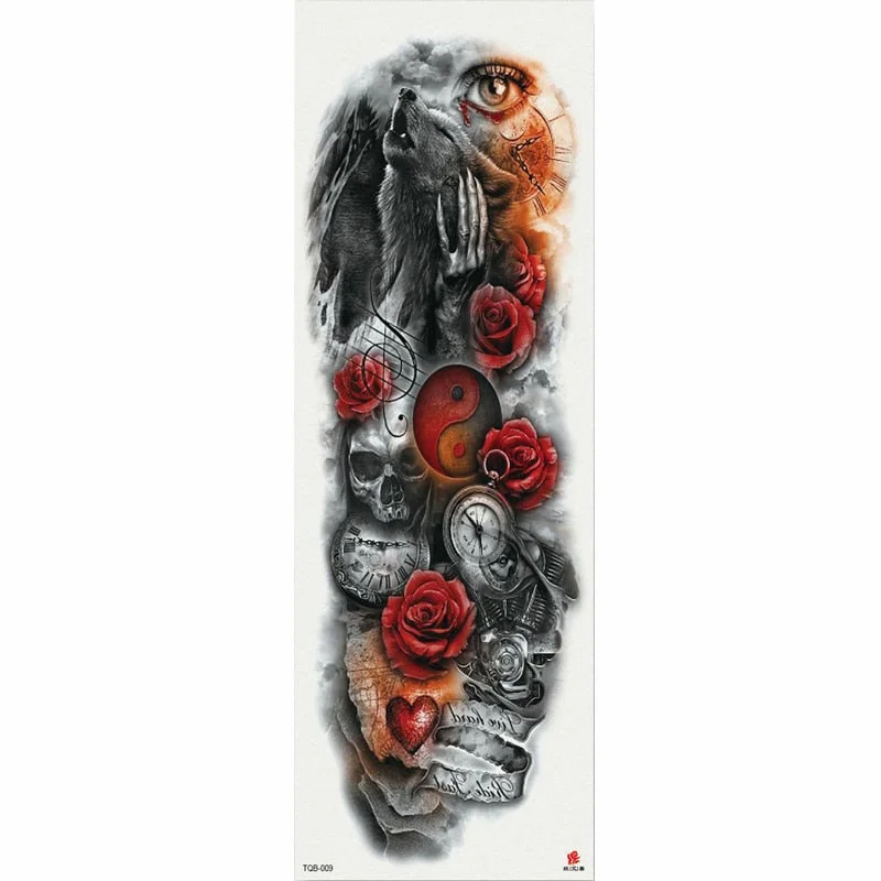 1 Piece Temporary Tattoo Sticker Moon tree rose flower pattern Full Flower Tattoo with Arm Body Art Big Large Fake Tattoo