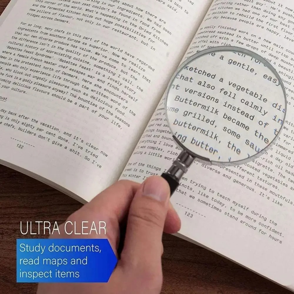 Likron Watches Classic Optical Glass Handheld Magnifier for Reading