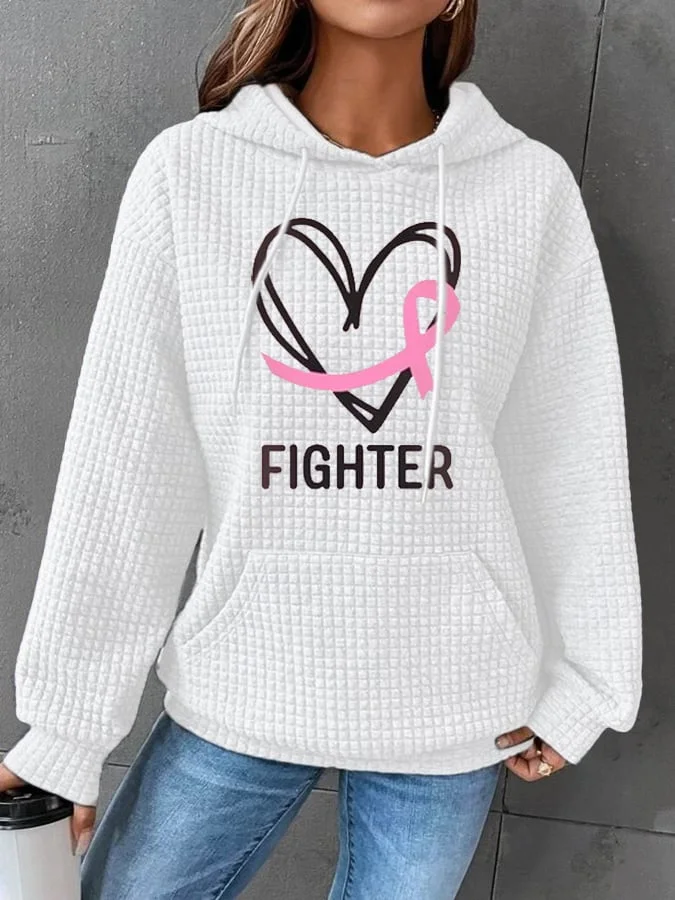 Women's Breast Cancer Awareness Printed Casual Hoodie socialshop