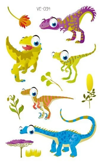 24 kinds Cartoon Dinosaur Bronzing Tattoo Sticker Child Temporary Stickers Body Tatoo for Kids Cute Waterproof Temporary Tattoos