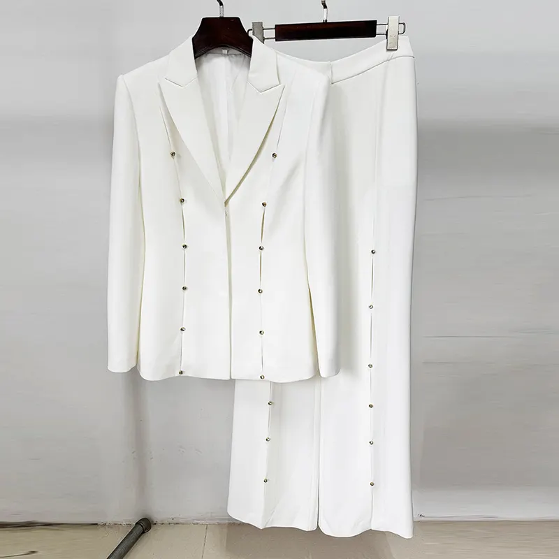 Nigikala Nigikala New Star Fashion Temperament Diamond Hollow Suit Trousers Set Two Sets