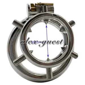 pornhint Pornhint Cage Men Metal Lock Belt Stainless Steel Male Chastity Device Spiked Nutmeg