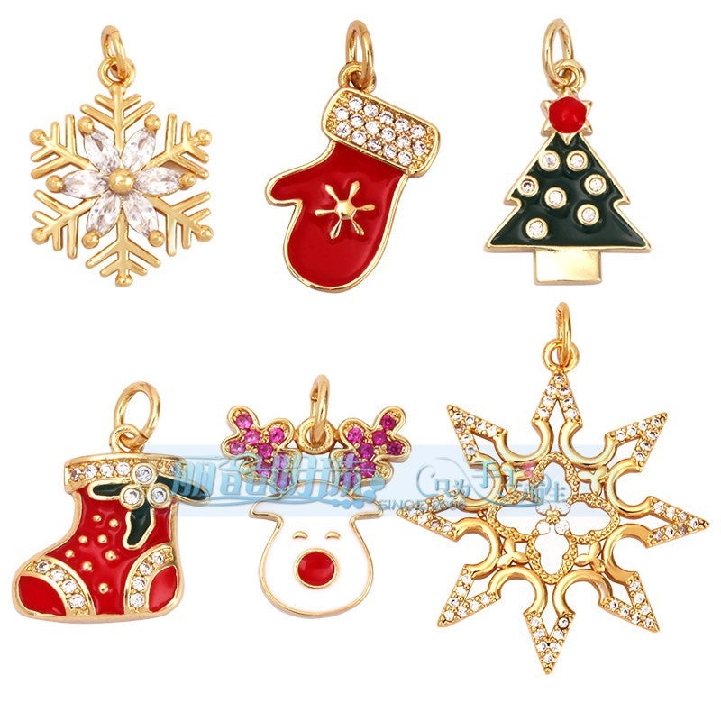 1 Piece Copper Geometric Heart Shape Snowflake Pendant Jewelry Accessories