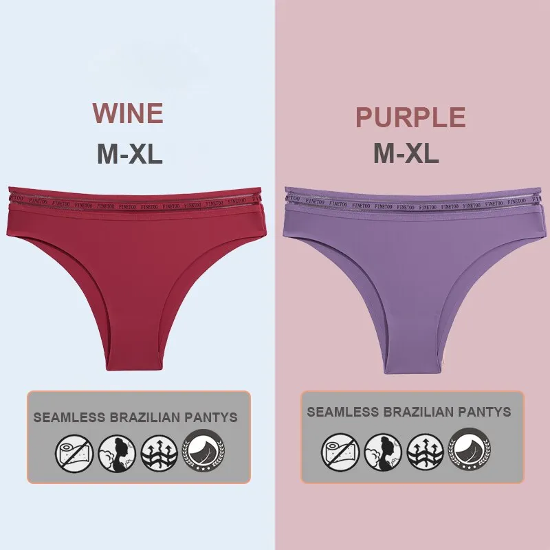 FINETOO 2PCS/Set Women Seamless Lingerie Letter Underpants Ladies 6 Solid Colors M-XL Woman Sexy Panties Briefs Underwear Thong