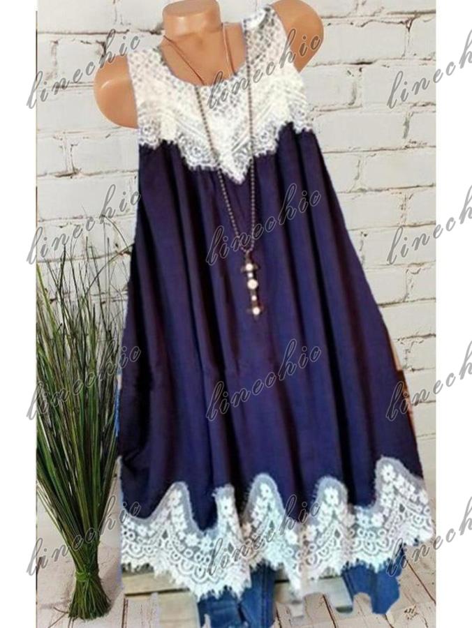 Women Half Sleeve V-neck Solid Color Dress