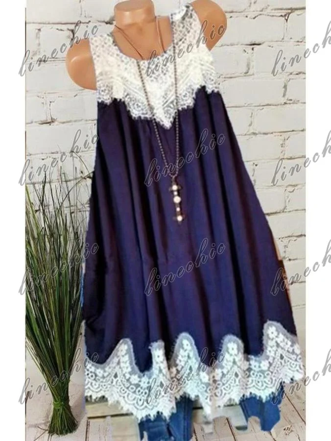 Women Half Sleeve V-neck Solid Color Dress