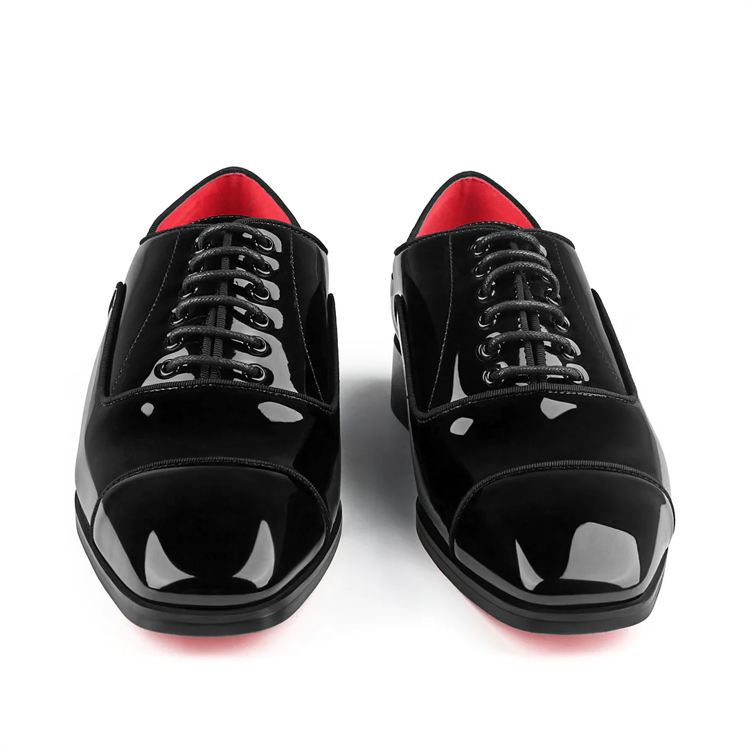 Merumote Gentleman's Oxford Red bottom Shoes V Sharped Party Wedding Banquet Shoes-MERUMOTE