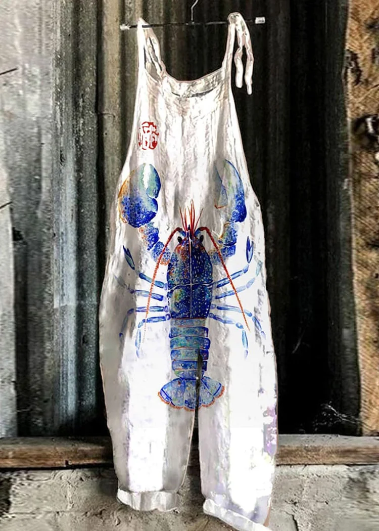 Lobster Linen Blend Loose Casual Jumpsuit