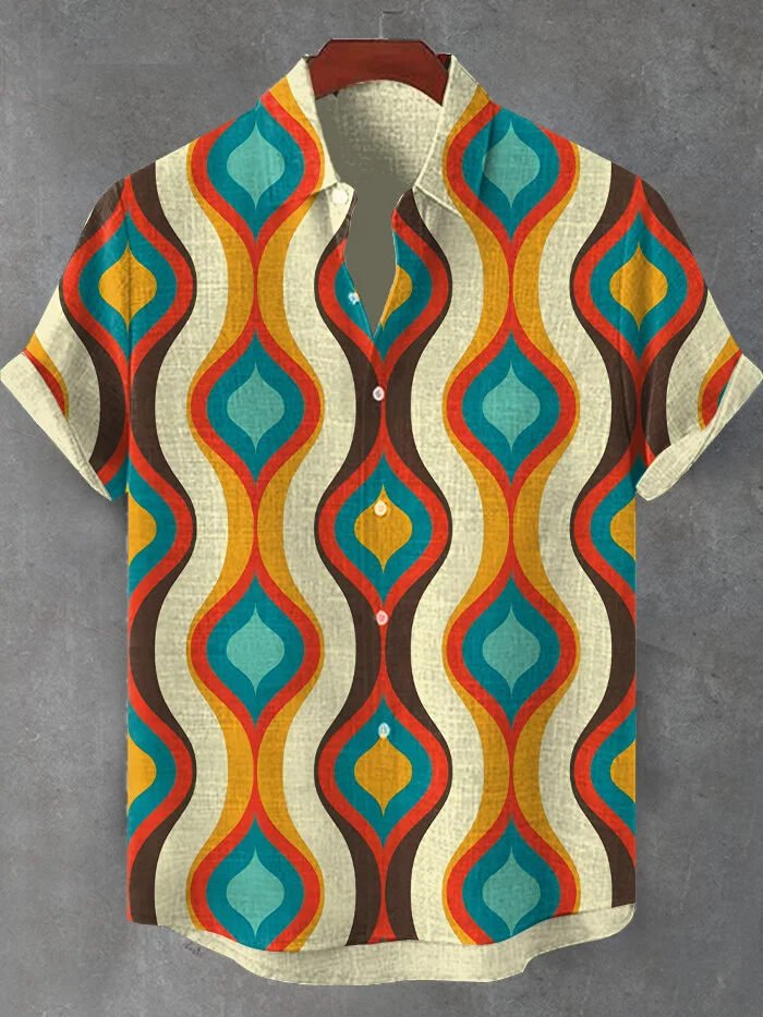 Men's Psychedelic Colorful Abstract Art Print Short Sleeve Shirt