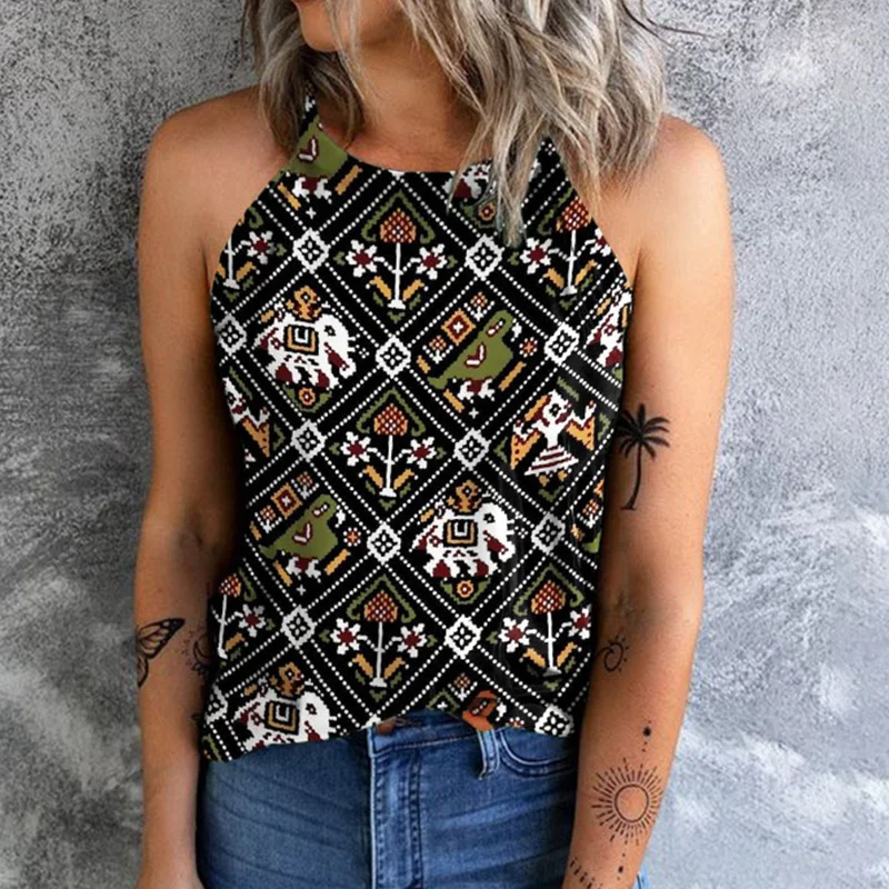 Western Totem Print Tank Top