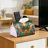 (24cm)Diamond Art Tissue Box Cover DIY PU Desktop(Flowers and Butterflies)