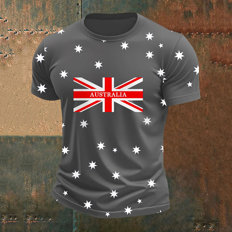 Men's Australian Flag Print Casual Tee artswardrobe